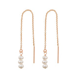 Triple Pearl Ear Threader - Rose Gold - Earrings - Ofina