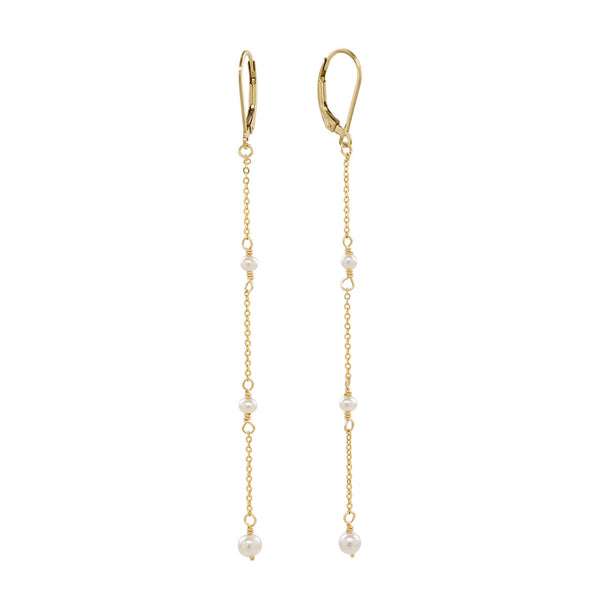 Leverback Small Pearl Waterfall Earrings - - Earrings - Ofina