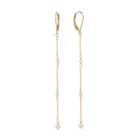 Leverback Small Pearl Waterfall Earrings - - Earrings - Ofina