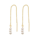 Triple Pearl Ear Threader - Gold - Earrings - Ofina