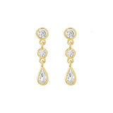 Double CZ Teardrop Dangle Studs - Gold - Earrings - Ofina