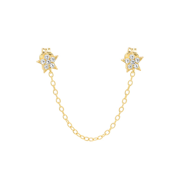 Double CZ Star Chain Studs - GV - Earrings - Ofina