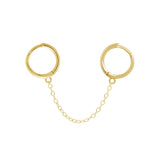Double Handcuff Chain Huggie - Gold - Earrings - Ofina