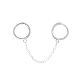 Double Handcuff Chain Huggie - Silver - Earrings - Ofina