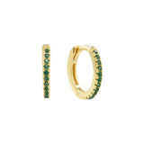 Thin Emerald CZ Huggies - - Earrings - Ofina
