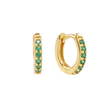 Thick Emerald CZ Huggies - - Earrings - Ofina