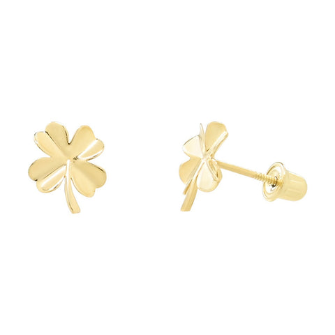 10k Solid Gold Four Leaf Clover Studs - - Earrings - Ofina