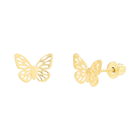 10k Solid Gold Butterfly Studs - - Earrings - Ofina