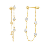 14k Solid Gold Multi-CZ Drop Studs - - Earrings - Ofina