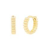 10k Solid Gold Ribbed Huggies - Sold As Singles / Individually - Earrings - Ofina