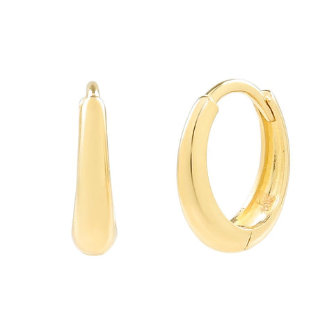 10k Solid Gold Elongated Huggies - - Earrings - Ofina
