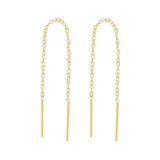 14k Solid Gold Bar Ear Threaders - - Earrings - Ofina