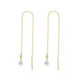 14k Solid Gold CZ Teardrop Ear Threaders - - Earrings - Ofina
