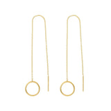 14k Solid Gold Circle Ear Threaders - - Earrings - Ofina