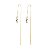 14k Solid Gold CZ Colorful Ear Threaders - - Earrings - Ofina