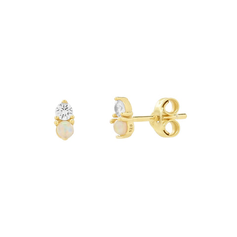 Single CZ / Opal Studs - - Earrings - Ofina