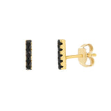 Black CZ Bar Studs - - Earrings - Ofina