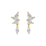 Stacked CZ Marquis Duo w/ CZ Drop Studs - gold - Earrings - Ofina