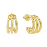 Open Fan Huggie Studs - - Earrings - Ofina