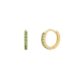 10k Solid Gold Green CZ Huggies - 7MM - Earrings - Ofina
