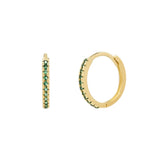 10k Solid Gold Green CZ Huggies - 10MM - Earrings - Ofina