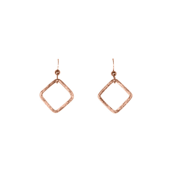 SALE - Open Square Brushed Earrings - Rosegold / Medium - Earrings - Ofina