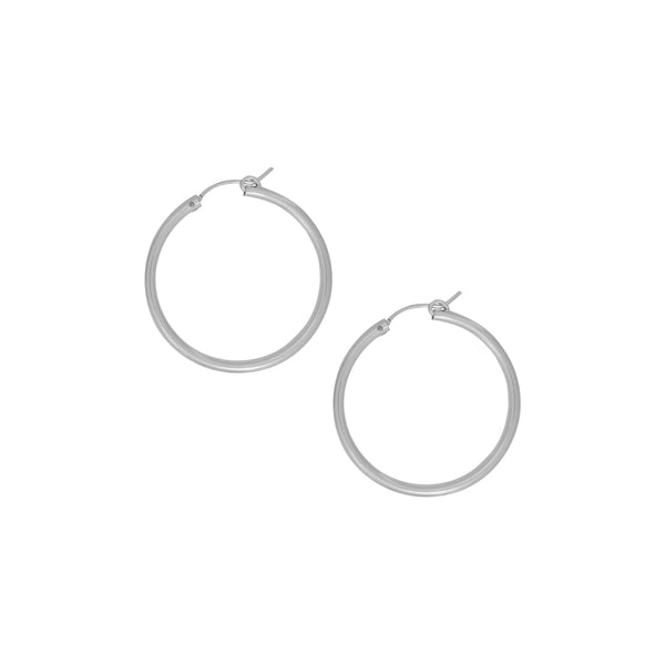 Tube Hoops - Silver / Large - Earrings - Ofina