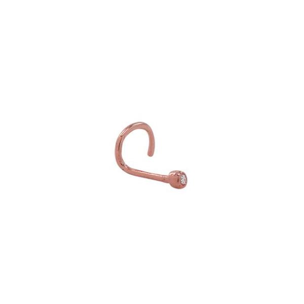 10k Solid Gold Tiny CZ Nose Hook - Rose Gold - Nose - Ofina