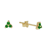 Green Tri-CZ Prong Studs - - Earrings - Ofina