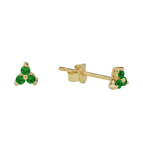 Green Tri-CZ Prong Studs - - Earrings - Ofina