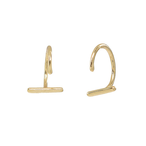 Bar Open Huggies - Gold - Earrings - Ofina