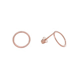 10k Solid Gold Circle Outline Studs - Rose Gold - Earrings - Ofina