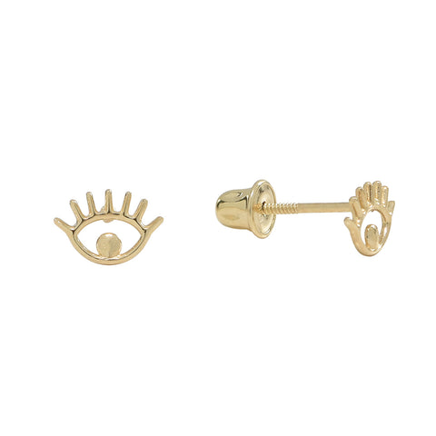 10k Solid Gold Eye Studs - Yellow Gold - Earrings - Ofina