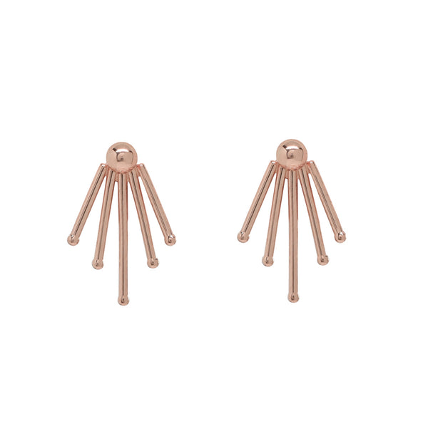 SALE - 10k Solid Gold Sun Rays Ear Jacket - Rose Gold - Earrings - Ofina