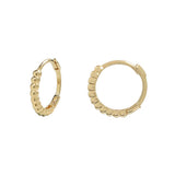 10k Solid Gold Thick Beaded Huggie - - Earrings - Ofina