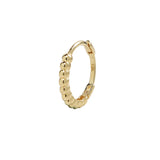 10k Solid Gold Thick Beaded Huggie - Yellow Gold - Sold Individually - Earrings - Ofina