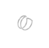 10k Solid Gold Double Line Middle Ear Cuff - White Gold - Earrings - Ofina