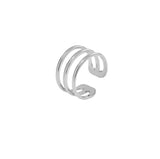 10k Solid Gold Triple Line Middle Ear Cuff - White Gold - Earrings - Ofina