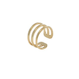 10k Solid Gold Triple Line Middle Ear Cuff - Yellow Gold - Earrings - Ofina