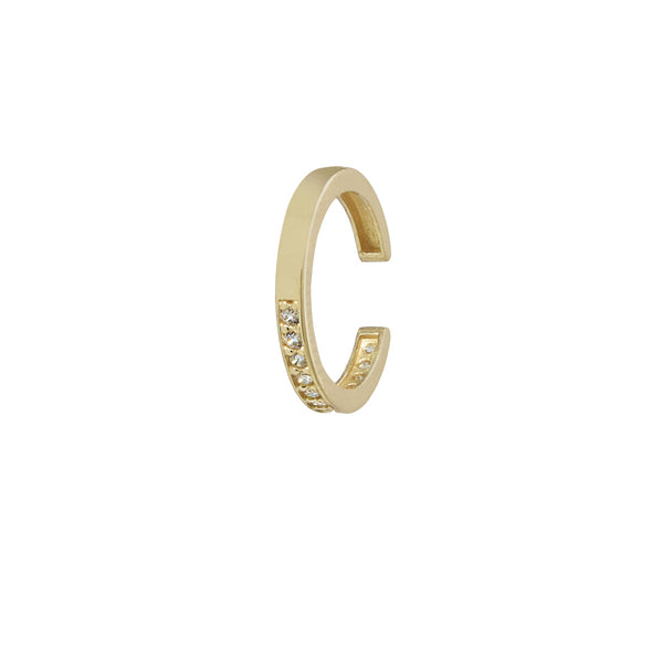 10k Solid Gold CZ Channel Middle Ear Cuff - Yellow Gold - Earrings - Ofina