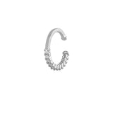 10k Solid Gold CZ Prong Middle Ear Cuff - White Gold - Earrings - Ofina