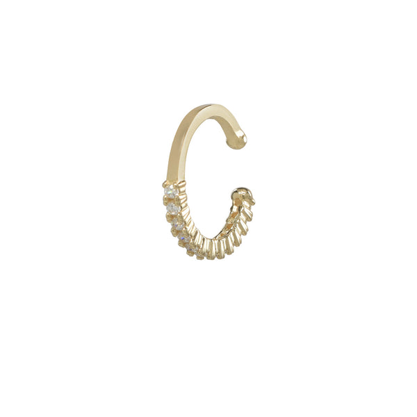 10k Solid Gold CZ Prong Middle Ear Cuff - Yellow Gold - Earrings - Ofina
