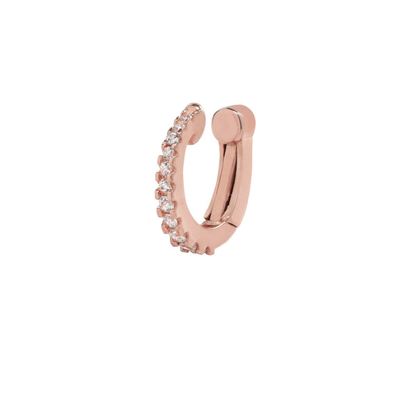 10k Solid Gold CZ Fishtail Snap Middle Ear Cuff - Rose Gold - Earrings - Ofina
