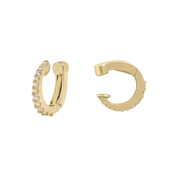 10k Solid Gold CZ Fishtail Snap Middle Ear Cuff - - Earrings - Ofina