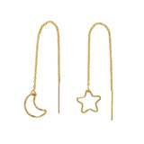 Star / Moon Ear Threaders - Gold - Earrings - Ofina