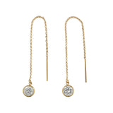 Bezel Stone Ear Threaders (more stones) - 6mm Cubic Zirconia / Gold - Earrings - Ofina