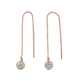 Bezel Stone Ear Threaders (more stones) - 6mm Cubic Zirconia / Rose Gold - Earrings - Ofina