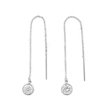 Bezel Stone Ear Threaders (more stones) - 6mm Cubic Zirconia / Silver - Earrings - Ofina