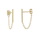 Bar Chain Dangle Studs - Gold - Earrings - Ofina