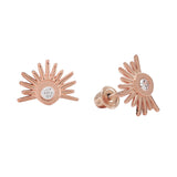 10k Solid Gold CZ Sun Beam Studs - Rose Gold - Earrings - Ofina